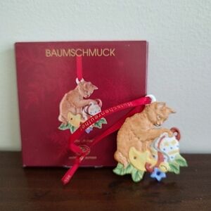VTG Hutschenreuther Christmas Ornament Cat Porcelain Holiday